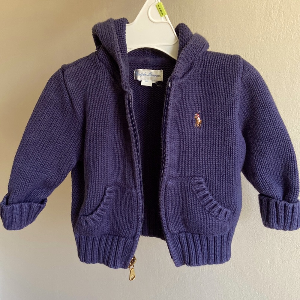 Ralph Lauren zip up hoodie sweater size 6 month
